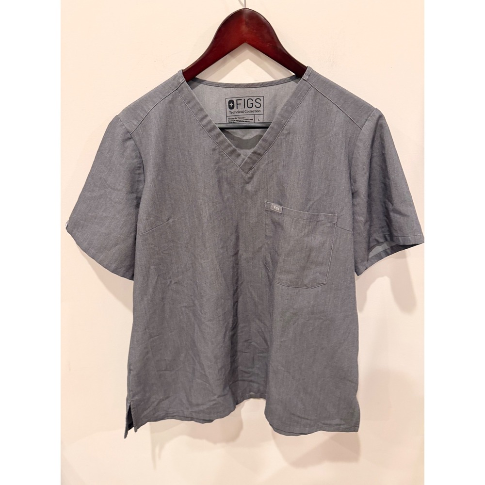 FIGS FW1000 Scrub Top Gray Size L V Neck Medical Unisex